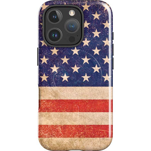 Distressed American Flag iPhone 16 Pro Magsafe Impact Case